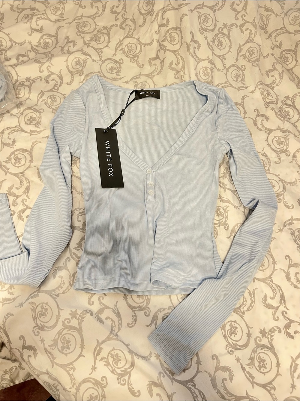 White Fox Boutique Pastel Blue Ribbed Set